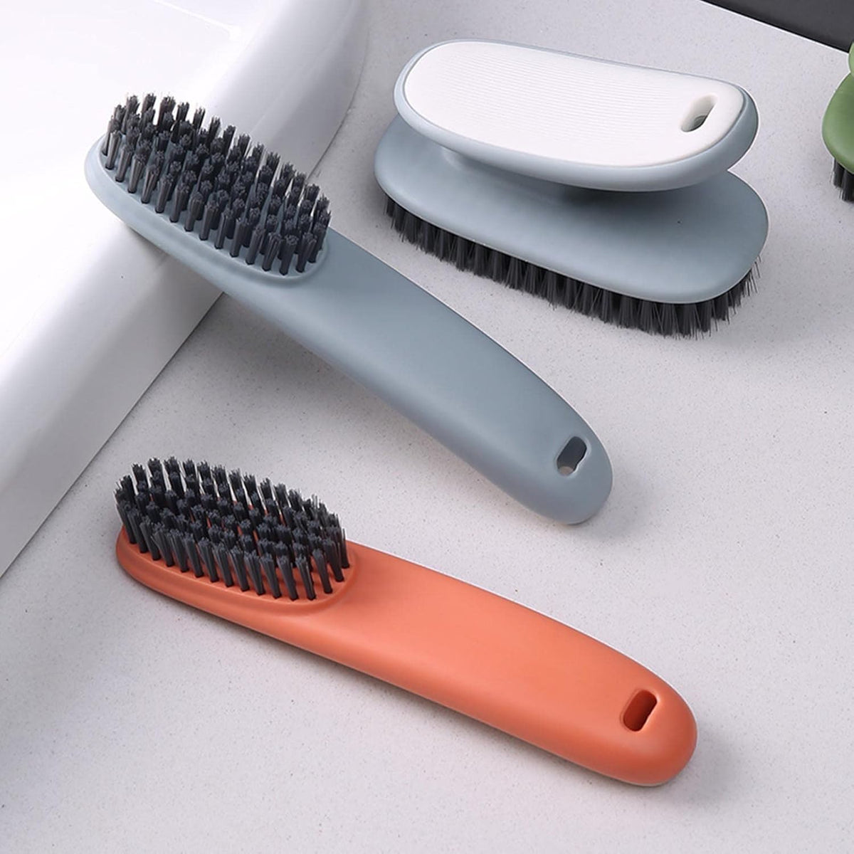 Household Small Scrub Brushes Laundry Cleaning Board Brush Easy Grip Shoe Brush Soft Bristle Brush Household Cleaning Clothes Shoes Scrubbing Cleaning Supplies for Stains 2 Pack
