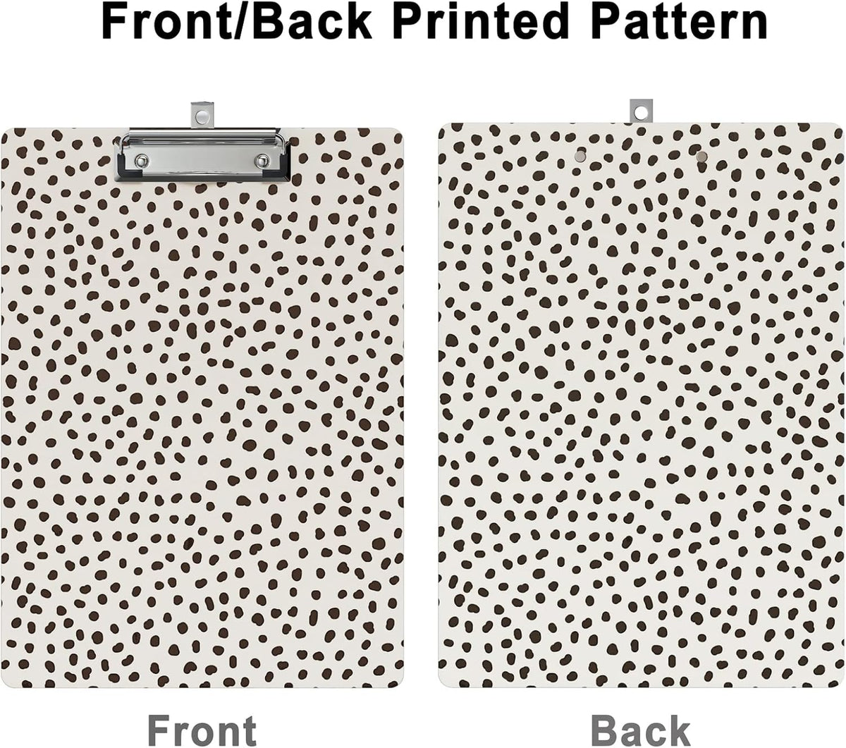 Clipboard Design Decorative Wood A4 Letter Size Clip Boards for Classroom Office, Standard Size 9" x 12.5" with Low Profile Metal Clip - Spots Leopard