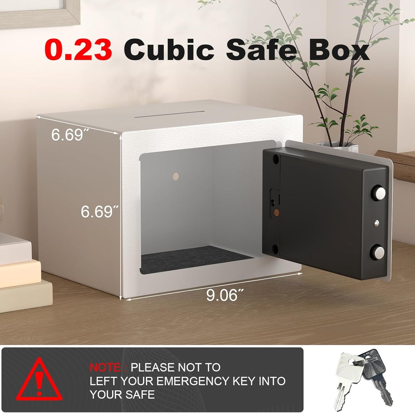 Small Safes for Home, Hotel Fire Safe, 0.23 Cubic Feet Personal Box for Money, Home Safes Water and Fireproof, Fireproof Safe for Cash, Digital Wall Safes for Office, Business