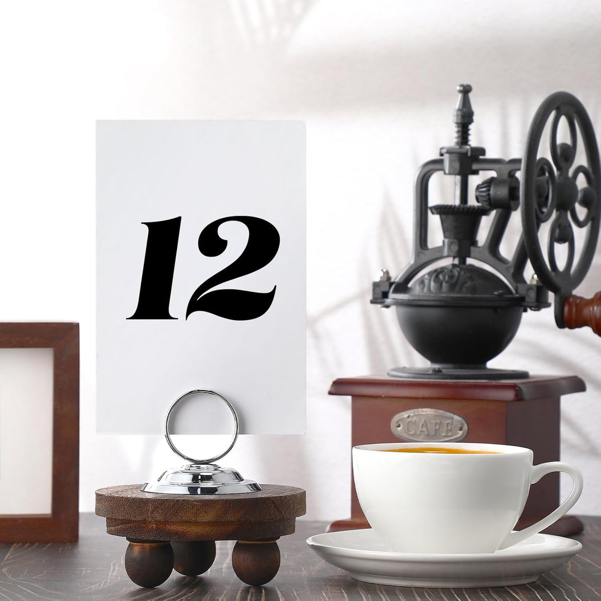 24 Pcs Table Number Holders Metal Place Card Holders Table Number Stands Tabletop Menu Sign Stands for Wedding Restaurant Recipe Banquet Birthday(Silver)