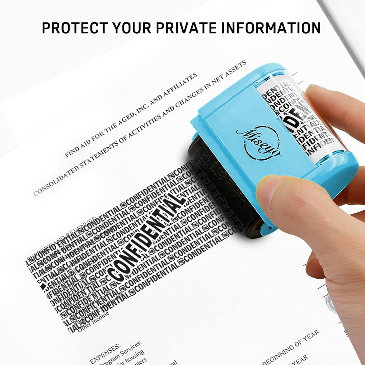 Miseyo Wide Roller Stamp Identity Theft Stamp 1.5 Inch Perfect for Privacy Protection,Anti-Theft Security Confidential Easy for Guard Personal Information Blockout - 3Pack Set