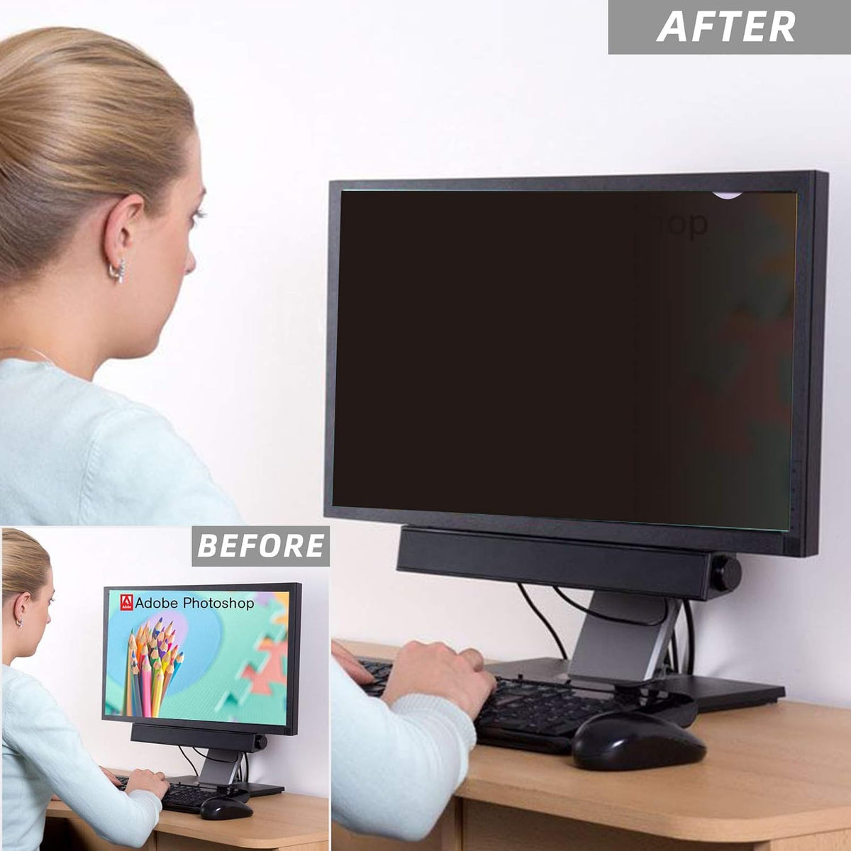 23 inch Computer Privacy Screen Filter - Suitable for 16:9 Aspect Ratio Widescreen Monitor - Blue Light Filter - Anti-Glare & Anti-Scratch Protector Film (23" Widescreen (16:9))