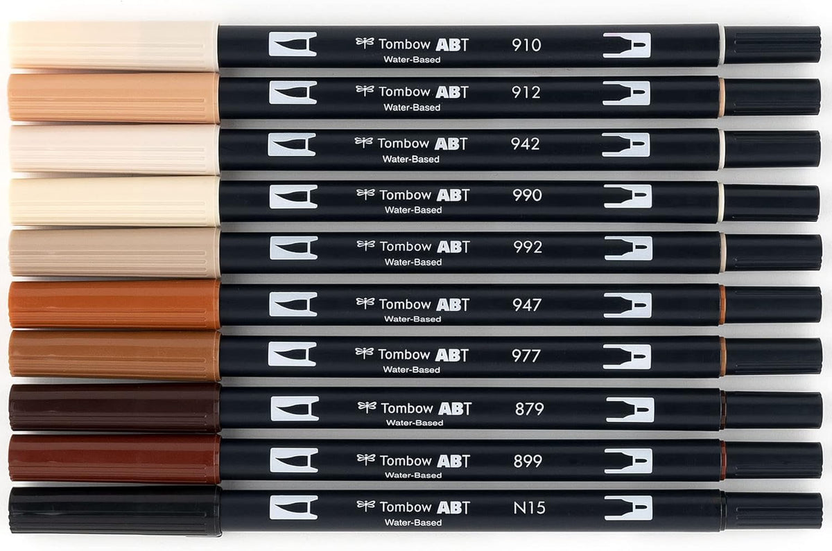 Tombow 56170 Dual Brush Pen Art Markers, Portrait, 10-Pack. Blendable, Brush and Fine Tip Markers