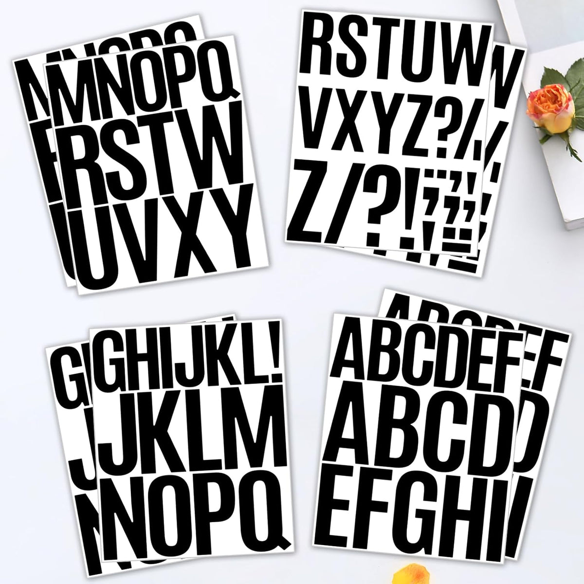 16 Sheets Black Letter Stickers Large 3+4 Inch, Big Vinyl Alphabet Letter Stickers Waterproof, Black Capital ABC Decals Labels for Mailbox Poster Bulletin Board Signs Classroom Office DIY Crafts Art