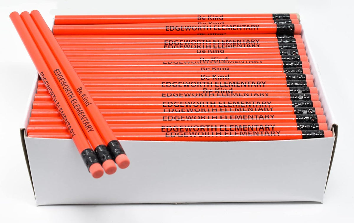Pencil Guy Promotional Personalized Imprinted Neon Round Pencils 144 to a box