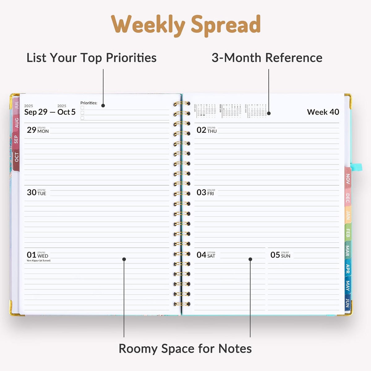 Forvencer Planner 2025-2026 for Women, Academic Year Monthly and Weekly Calendar Planner, July 2025 - Jun 2026, Hardcover Student Teacher Planners Agenda Book with Tabs, 8.5" x 11", Flower