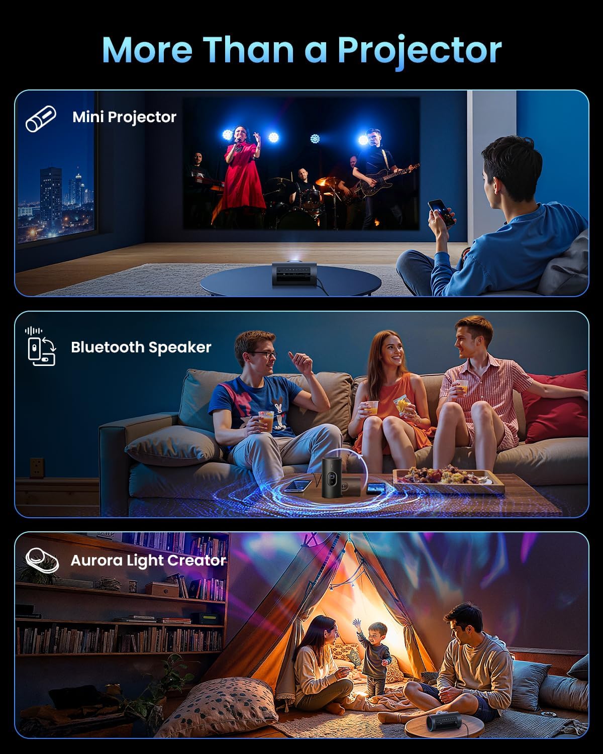 JMGO PicoPlay+ 1080P Smart Portable Projector, Google TV, 450 ISO Lumens, 8W Dolby Digital, 3D-Active, HDR10, Mini Projector with WiFi & Bluetooth for Home Party, Outdoor, Including Optical Filter