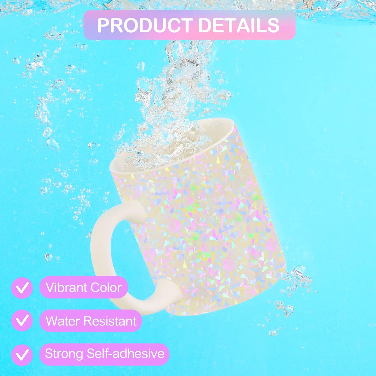 24 Sheets Holographic Laminate Sheets Clear Holographic Sticker Paper Self Adhesive Laminating Sheets Transparent Glitter Waterproof Vinyl Film for Sticker Paper, 8.5 x 11 inch Gem Patterns