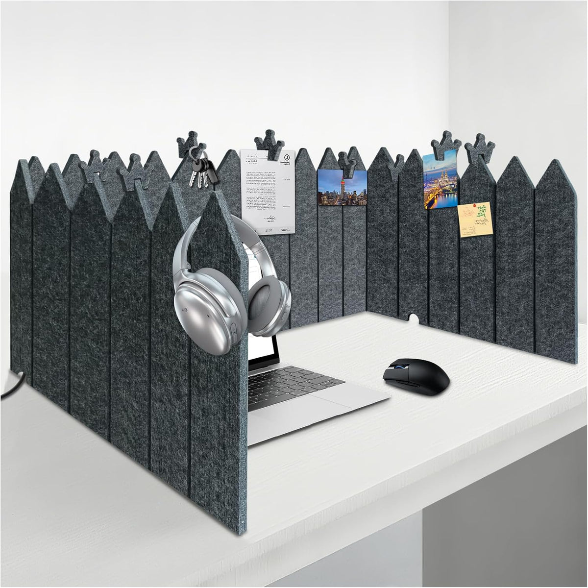 BXI Foldable Felt Desk Divider, 16.5 x 86 Inches Non-Tip Privacy Panel Partition, Versatile Cubicle Shield with Clips for Hanging Notes & Items, Acoustic Table Screen for Office Home Classroom