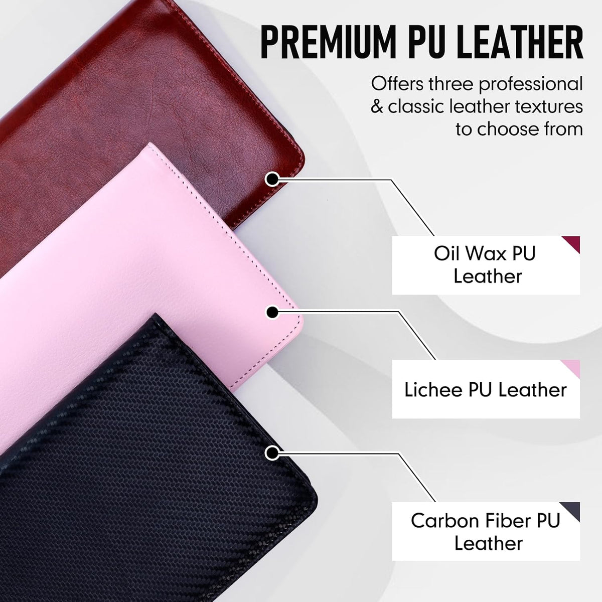 300 Business Cards Holder, 50 Pages Gift Card Holder, Professional PU Leather Credit Cards Organizer Wallet, Portable Name Card Booklet Folder Sleeves, Men Women & Office Supplies, Carbon Fiber Black