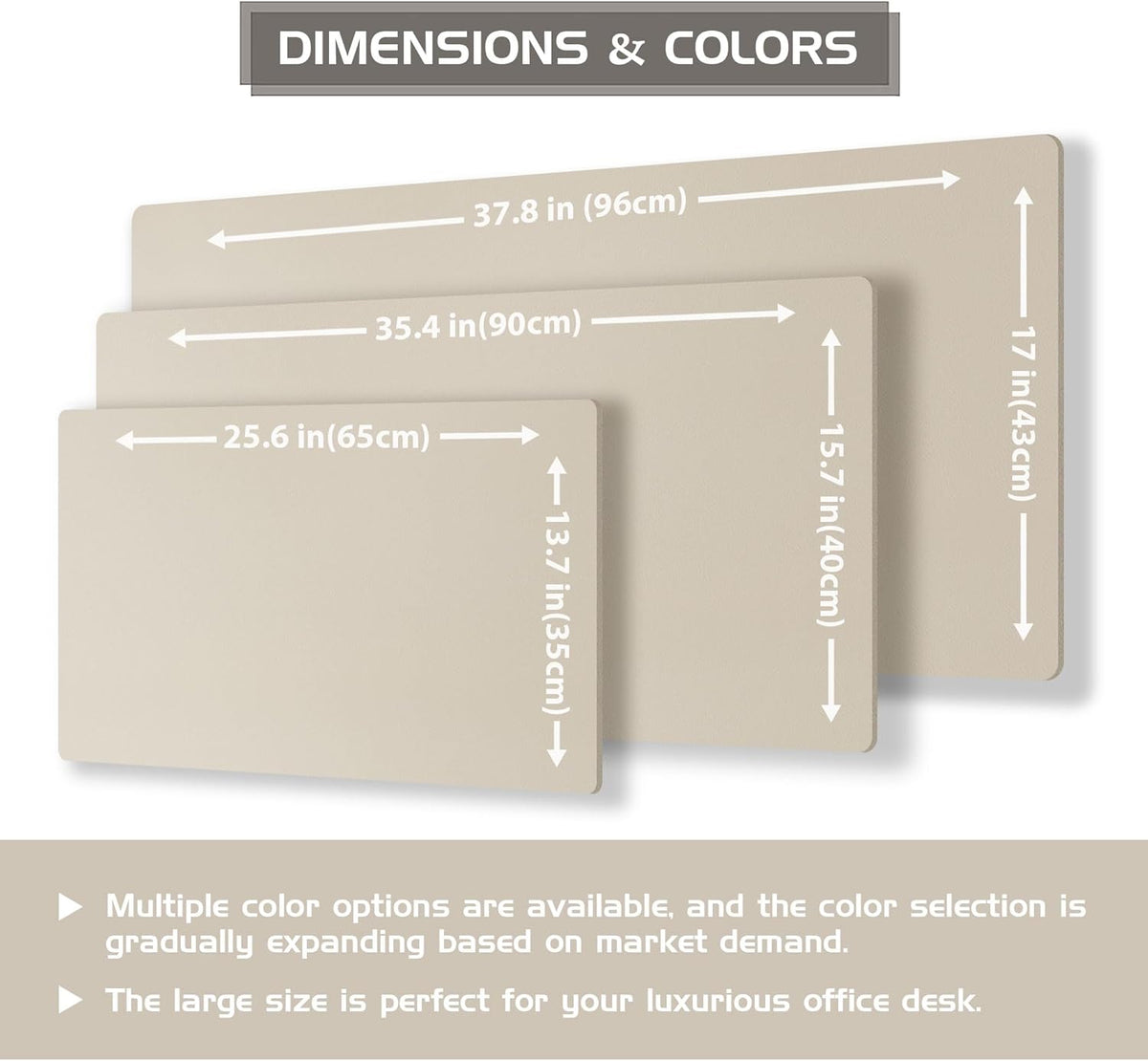 Aothia Dual-Sided Desk Mat - Natural Cork & Leather Desk Protector, Large Mouse Pad, Waterproof Blotter, Writing Pad for Office/Home, Beige (25.6"x13.7")
