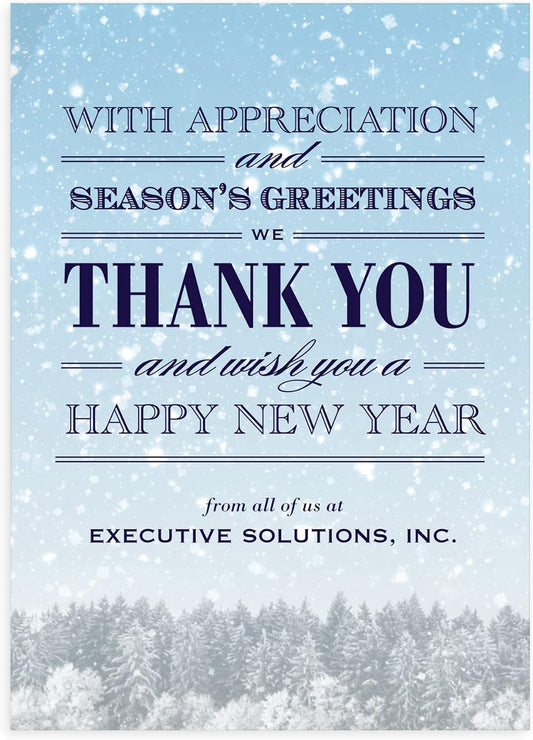 Let's Make Memories Personalized Business Christmas Cards with Envelopes - Premium Quality - 5x7-2025 Holiday Cards & White Envelopes - Snowy Skies - 250 ct