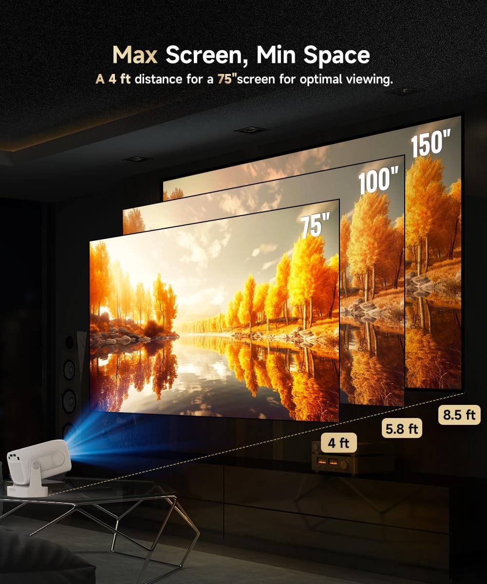 【Auto Focus&1080P】Magcubic Mini Smart Projector with 4K Support, Portable Projector with Wifi and Bluetooth, 5W Speaker, Built in Apps, Voice Control, Outdoor Movie Projector
