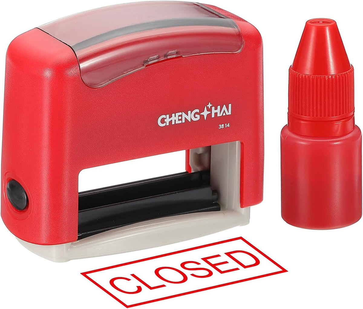 YOKIVE Closed Self Inking Rubber Stamp, Office Ink Business Stamp for Office Documents, Paperwork, Warehouse, Label (Red)