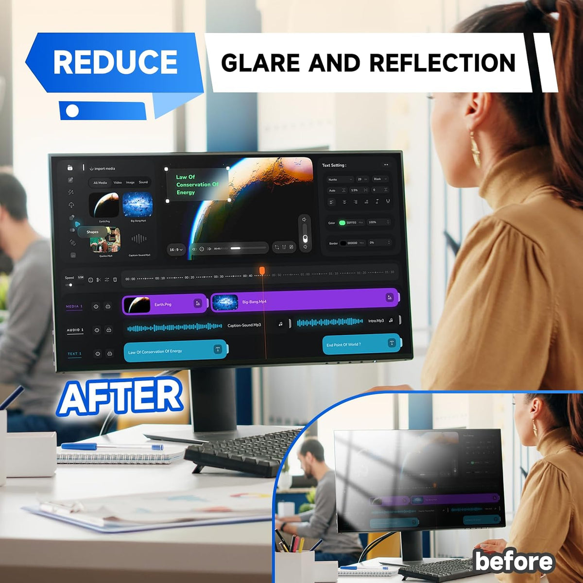 IPROKKO 【2 Pack】 21.5 inch Anti-Blue Light Monitor Screen Protector for 16:9 Widescreen,Removable Anti Glare Blue Light Blocking Screen Filter，LED PC Anti-UV Eye Protection Filter Film