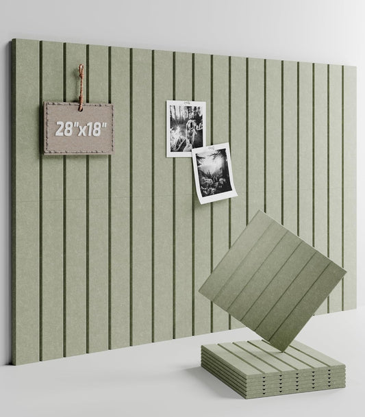 Felt Bulletin Board Tiles -28"x18" with 40 Adhesive Tabs, Cork Board Alternative for Office Decor, Push Pin Board Wall Organizer 6-Pack (Sage)