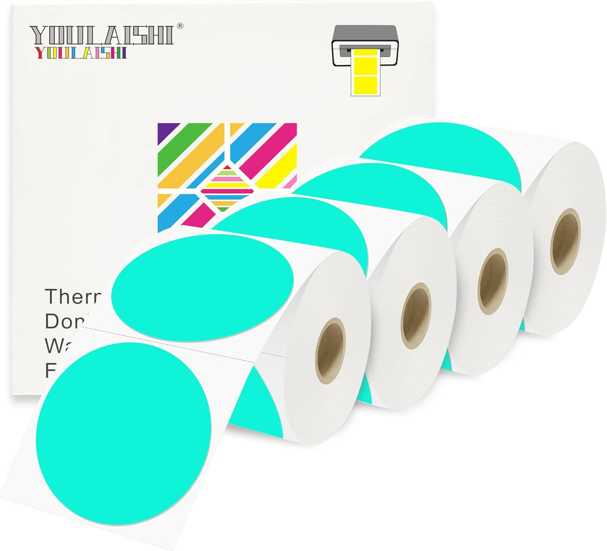 3 X 3 Inch Color Coding Dot Labels Circle Thermal Printable Waterproof 2000 Pcs Round Stickers Adhesive Writable for Office, Home, Garage, DIY Sticker, Barcodes, Name Tag, Watercolor Green