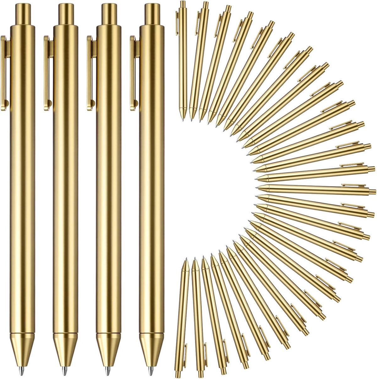 15 Pcs Gold Metallic Slim Ballpoint Pens Bulk Retractable Black Ink Medium Point (0.5mm) Smooth Writing Pens for Wedding Bridal Shower Business Office Students Teachers (Classic Style)