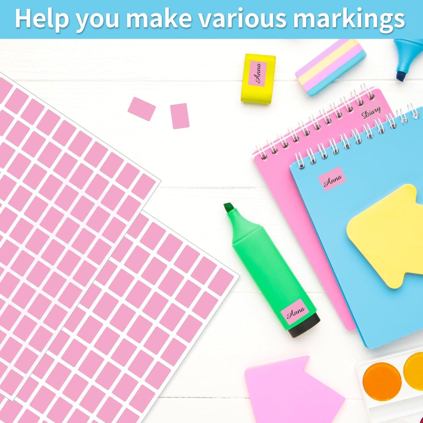 Starboling Color Coding Labels,3000 PCS 1/2" x 3/4" Pink Rectangular Colored Labels Stickers,for Garage Sale,Price Tags,File Folder Tabs,and Classroom Organization