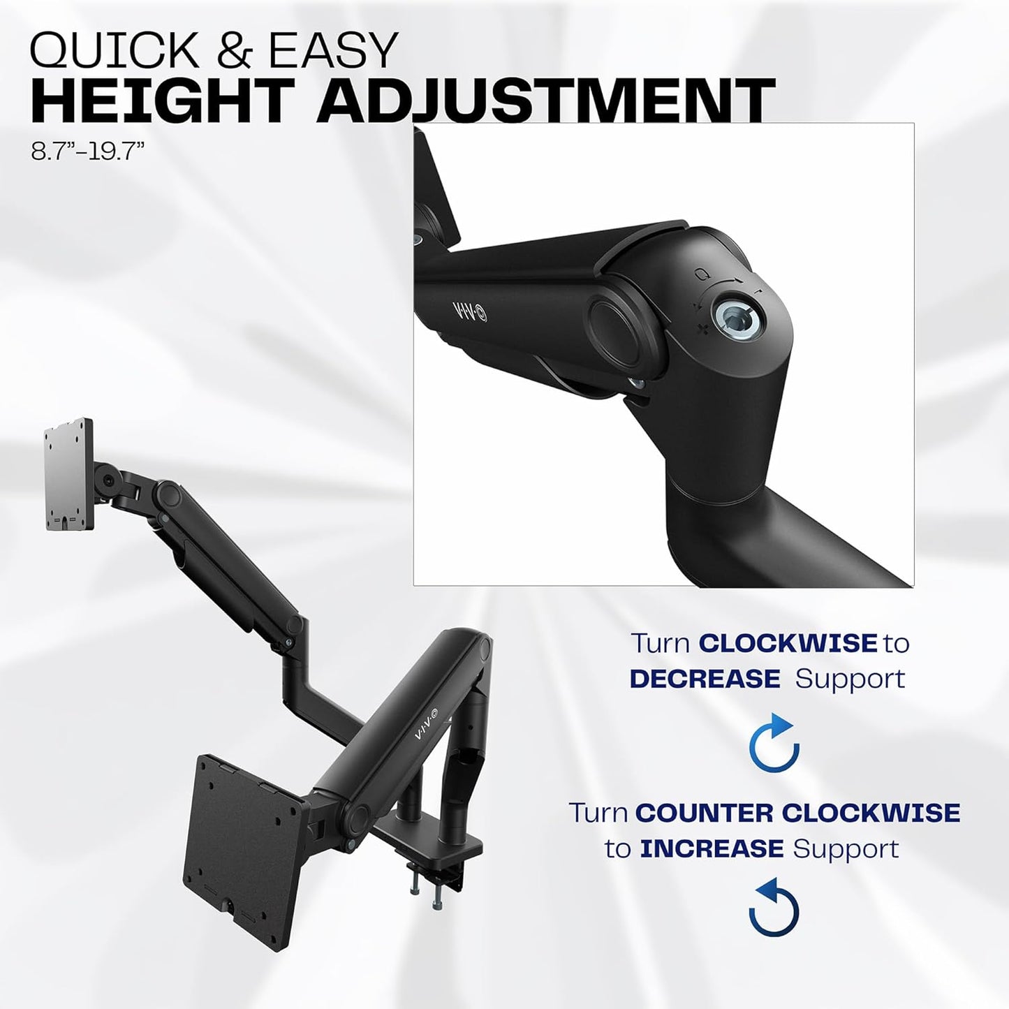 VIVO Heavy Duty Dual Ultra-Wide Monitor Tension Arm, Up to 45 inch Screens, Holds 44 lbs per Arm, Premium Desk Mount Monitor Stand for 2 Ultrawides, Black, STAND-V200V