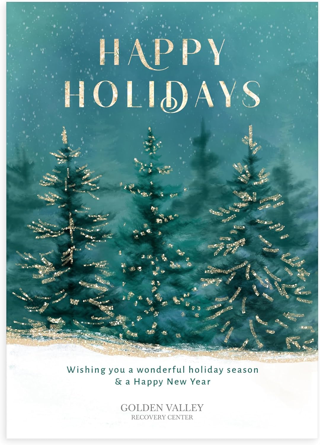 Let's Make Memories Personalized Business Christmas Cards with Envelopes - Premium Quality - 5x7-2025 Holiday Cards & White Envelopes - Gilded Trees - 75 ct