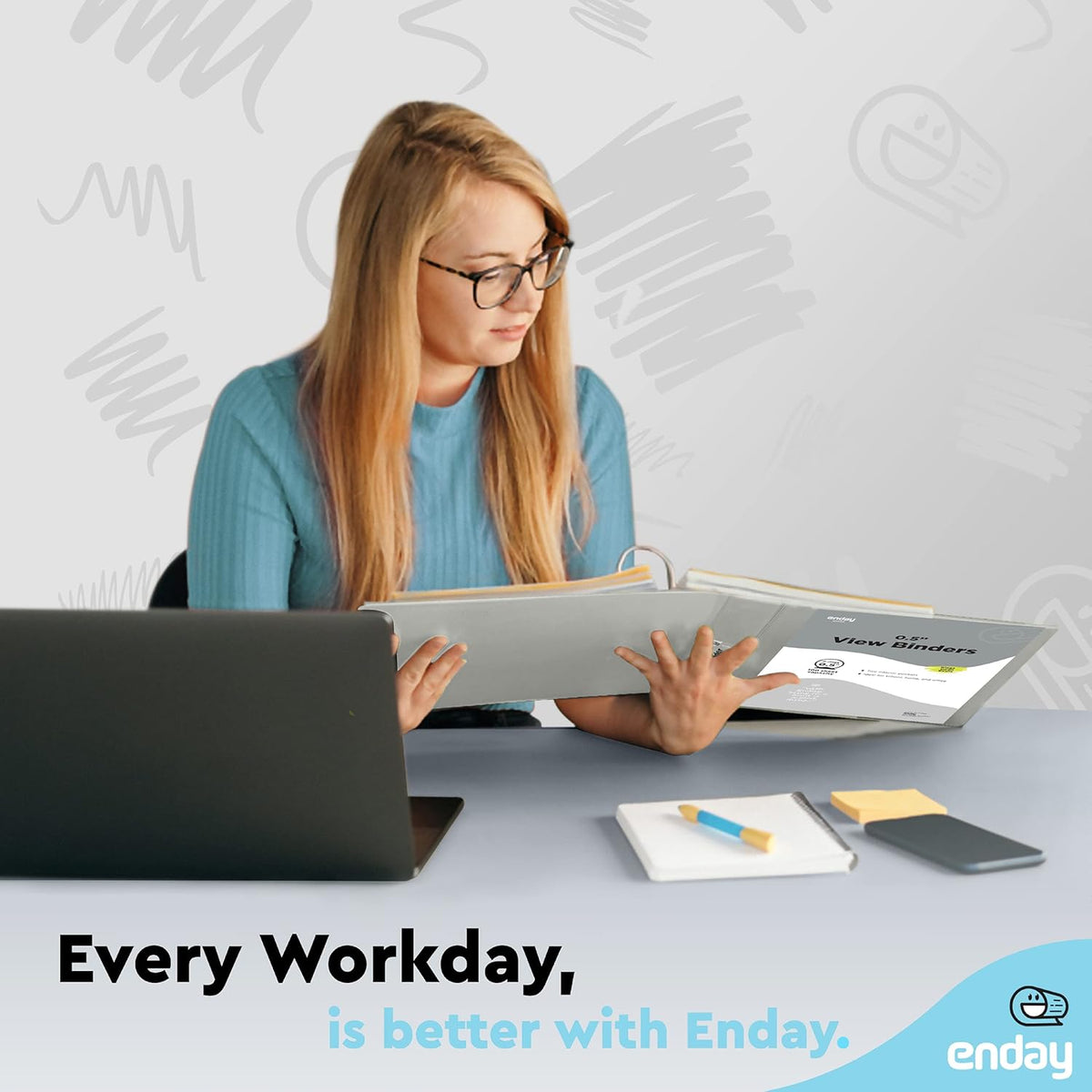 ½ Inch 3 Ring Binder Grey, .5 Inch Round Ring Clear View Cover with 2 Inside Pockets Binders, Colored School Supplies Binders, Also Available in Pink, Red, Green, Blue, and Purple (6 PC) – by Enday