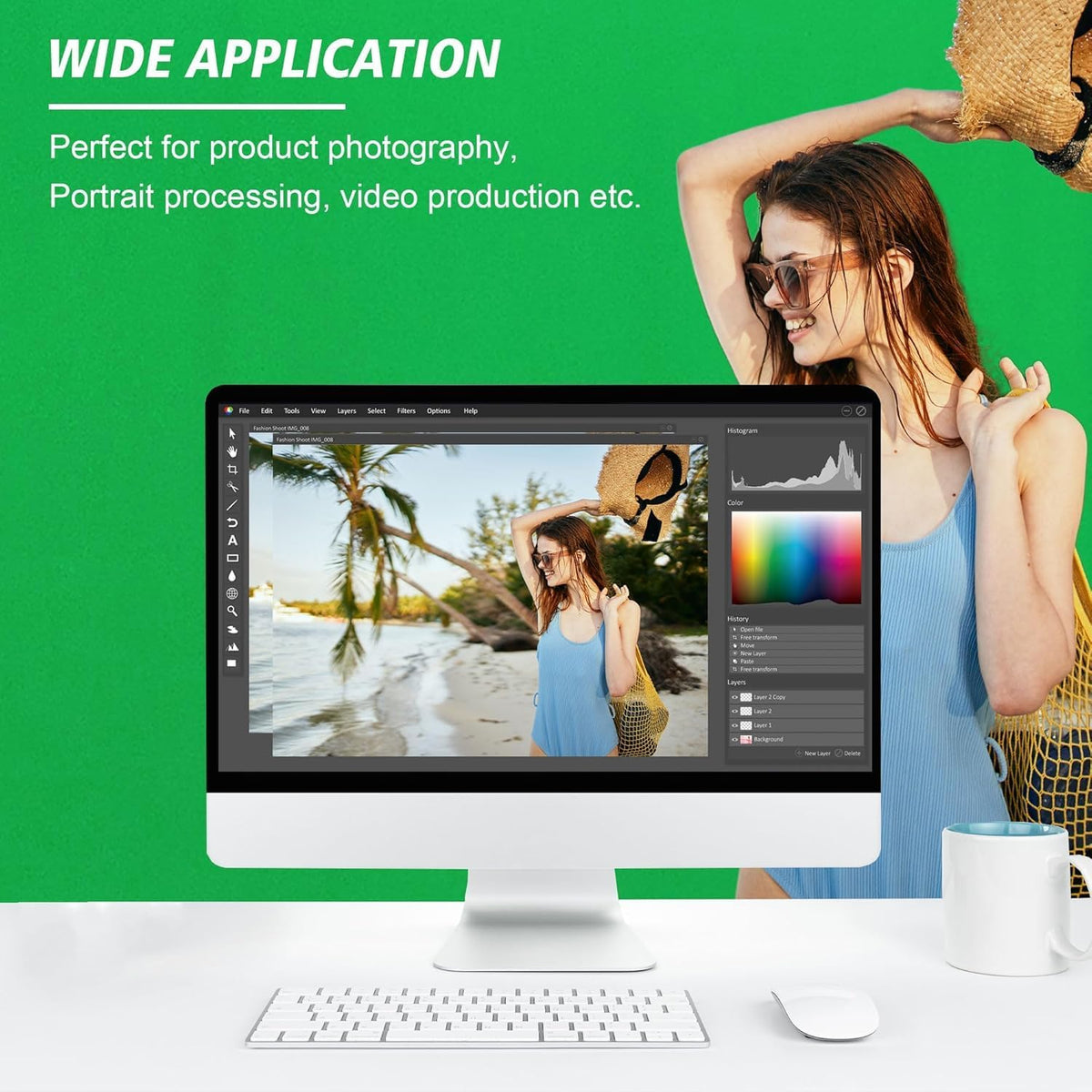 6 x 8 FT Green Screen Backdrop - Polyester Fabric for Video Streaming, Portrait Photoshoot, Wall Mounted, Parties and Small Events