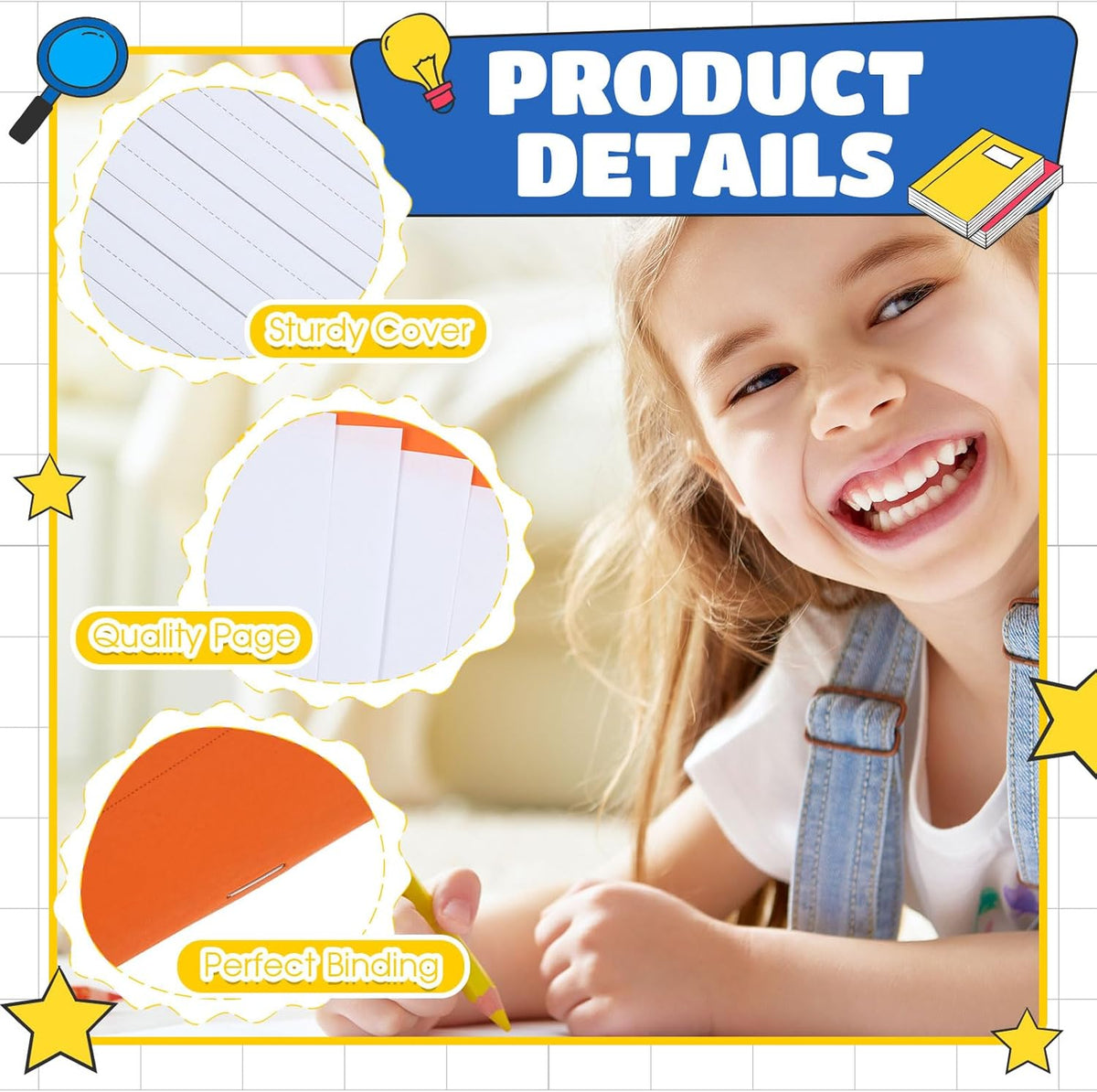 Henoyso 48 Pcs Primary Composition Notebook K-2 9 3/4 x 7 1/2 Inch Primary Journal, Back to School Supplies, Bulk Blank Writing Book for Kid to Write Draw Journal 60 Page Notebooks (Colorful)
