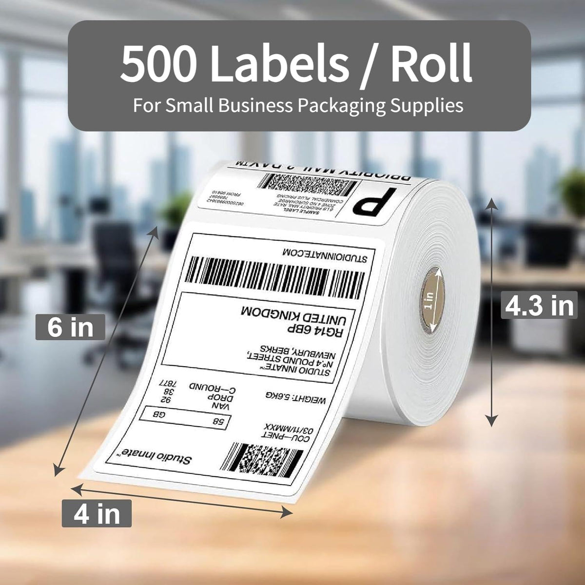 HUOJI 4x6 Direct Thermal Shipping Labels, 8 Rolls 4000 Labels, Compatible with Rollo, Zebra, MUNBYN Printers, Commercial Grade