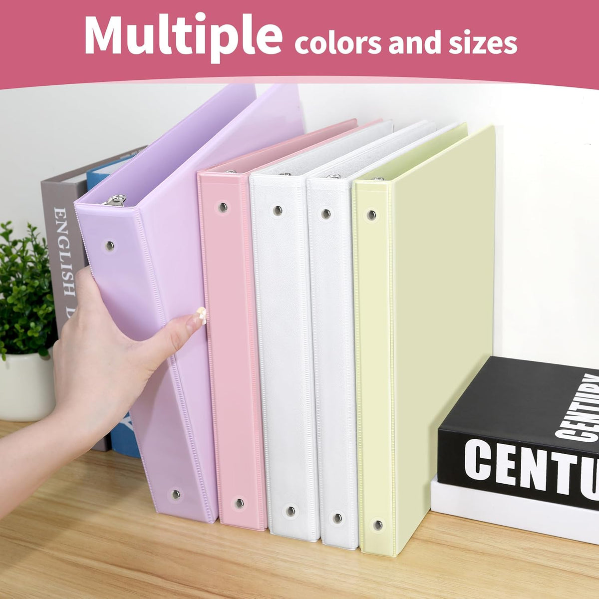 SUNEE 1/2 Inch Binders 3 Ring 6 Pack, 3 Ring Binders Clear View PVC-Free Bulk (Fit 8.5x11 Inches) for School or Office Supplies, Pastel Binder
