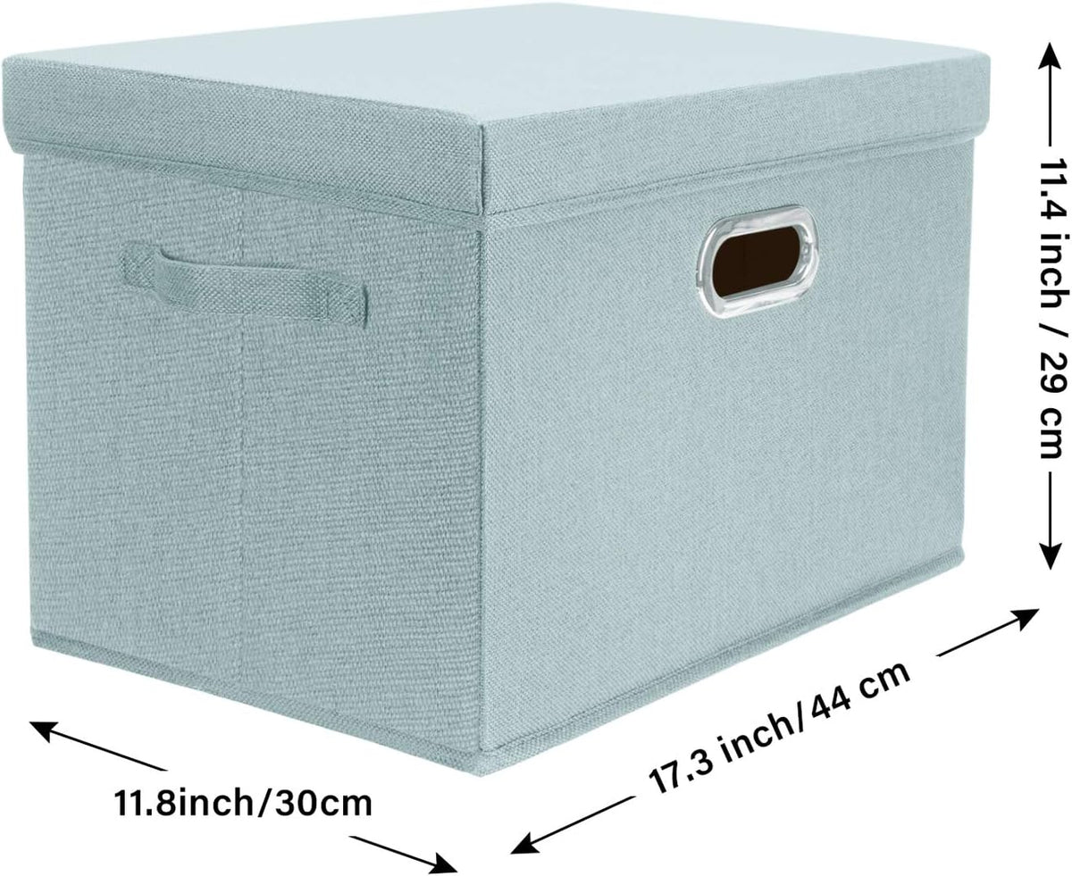 TYEERS Large Storage Bins with Lids, Collapsible, Washable, Fabric Storage Boxes for Organizing, 17.3x11.8x11.4 inches, 5 Pack, Aqua Spring