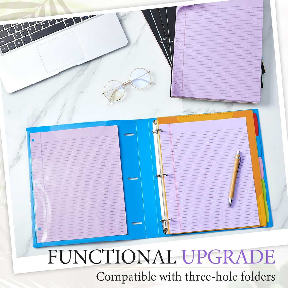 3 Packs 8.5" x 11" Top Spiral Notebook with 3 Hole Punched Legal Pads College Ruled Notepad 50 Sheets Hard Cardboard Paper Wirebound Notepad for Office School Business (Purple)