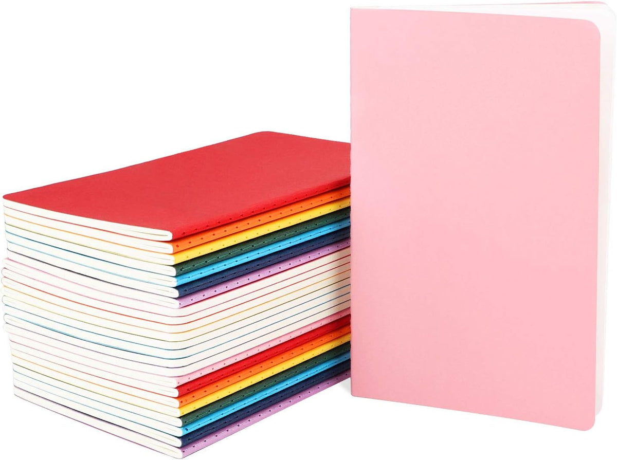 EUSOAR Subject Notebooks, A5 24 Packs 5.5" x 8.2" Soft Cover Lined Notebooks Journal, Drawing Notebook Notepad Sketchbook, Students Office Subject Diary Notebooks Journal 60 Lined Pages/30 Sheets