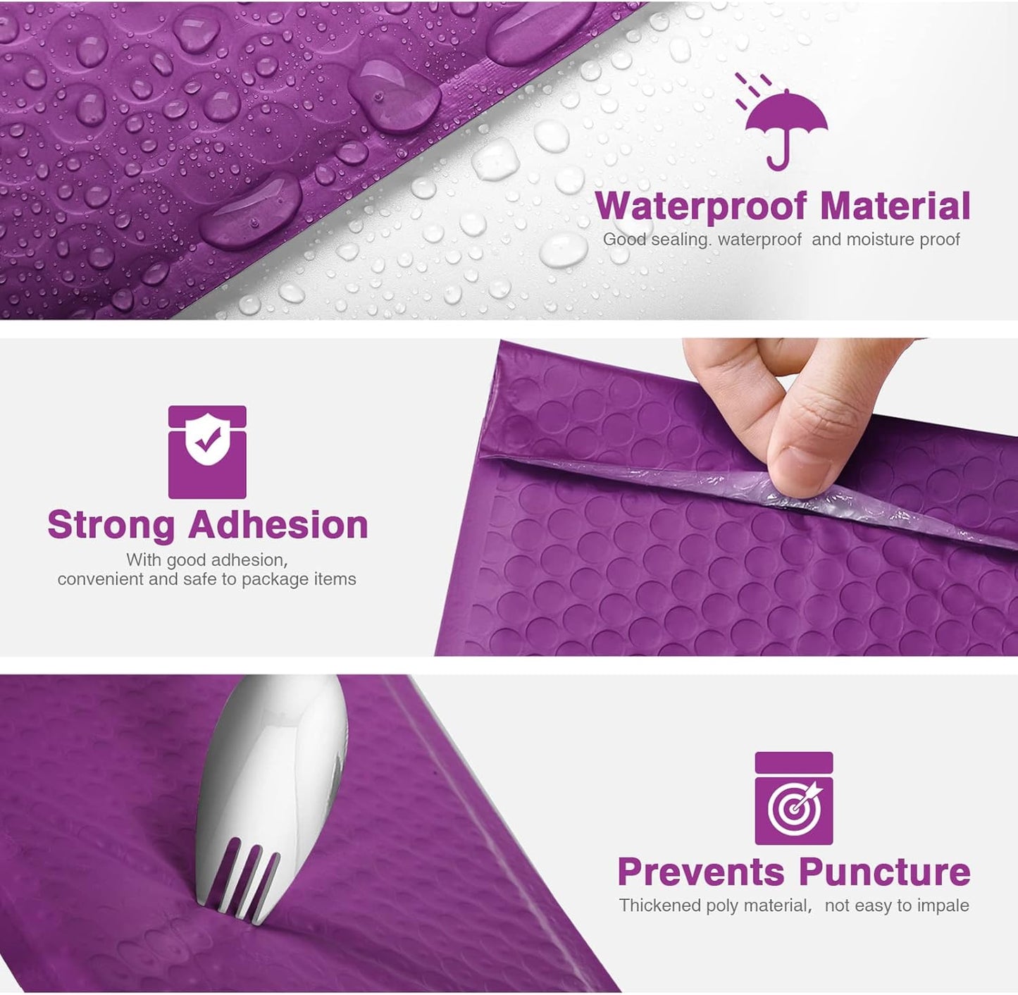 Metronic 6x10" Bubble Mailers 100 Pack Usable Size 6x9" Self-Seal Bubble Mailer Opaque Padded Envelopes Cushioning for Shipping,Small Items,Jewelry Makeup Supplies Violet