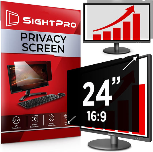 24 Inch 16:9 Computer Privacy Screen Filter for Monitor - Privacy Shield and Anti-Glare Protector