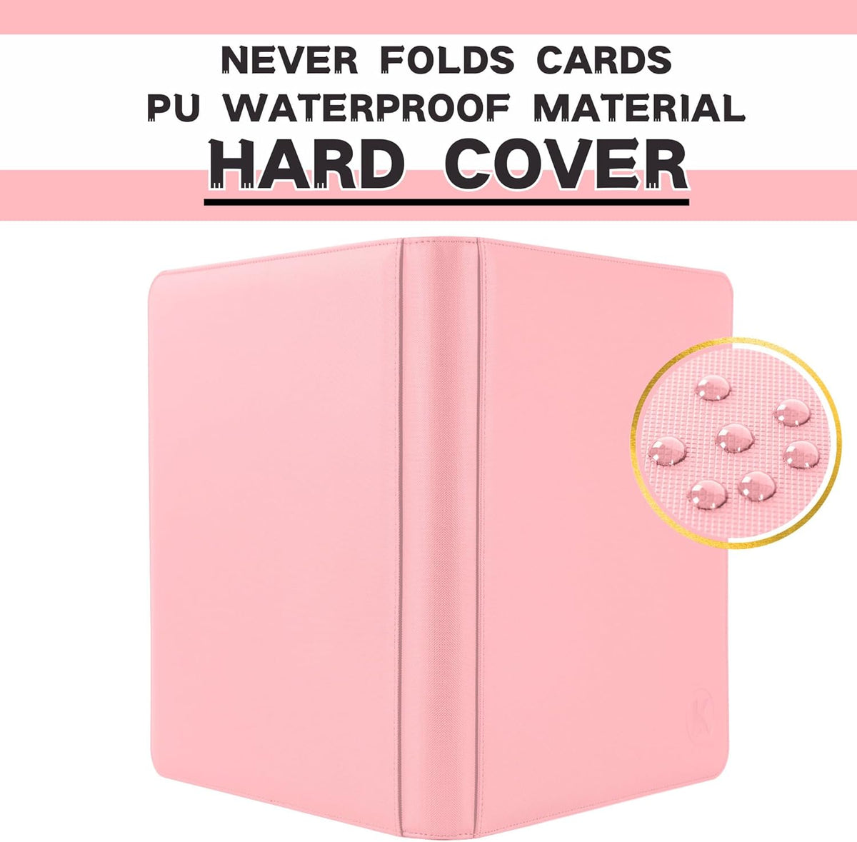 Toploader Binder, Holds 128+ Toploaders, 4 Pocket Top Loader Card Storage Case, Double-Sided Pockets for trading card in 3 x 4'' Toploaders（Pink）