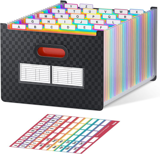 ThinkTex 26 Pockets Expanding File Folder, Upright & Open Top, A-Z Colorful Tabs, Larger Capacity Accordian Folder, Letter/A4 Size for School, Home and Office