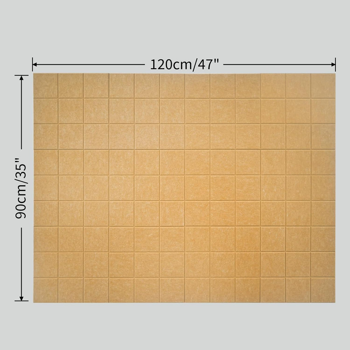 12 Pack Large Cork Board for Walls, 48" X 36" Felt Bulletin Board Tiles with 48 Safe Removable Adhesive Tabs & 60 Push Pin Board Decorative Cork Board Tack Board Wall Organizer for Office - Gold