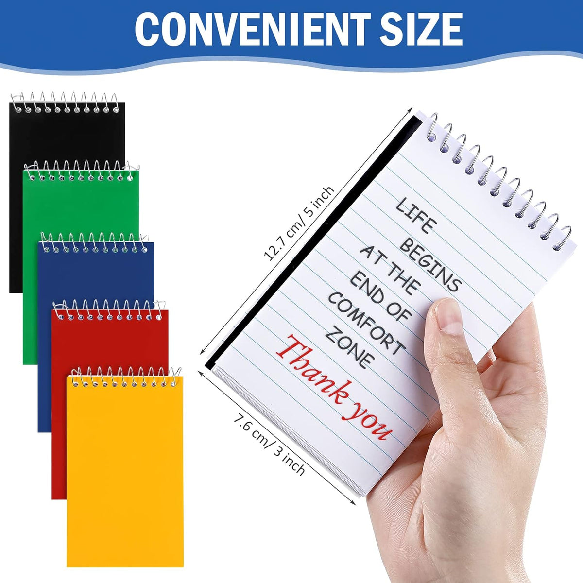150 Pieces Spiral Memo Pads Bulk 3 x 5 Inch Small Note Pads Top Bound Lined College Ruled Paper Mini Notepad Pocket Spiral Notebooks for School Office Home Supplies, 75 Sheets (Bright Colors)