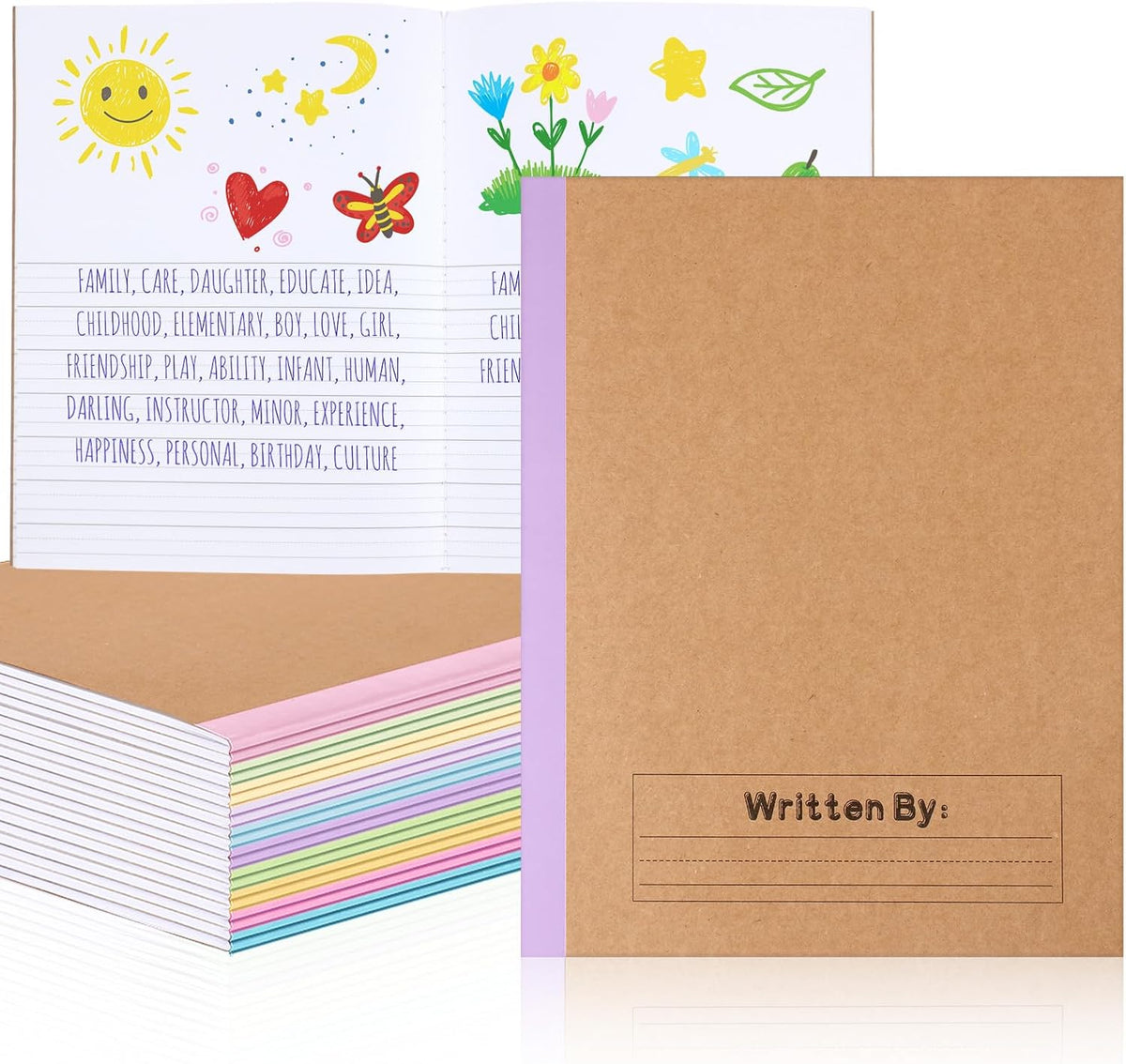 Henoyso 20 Pcs Primary Composition Notebook 9 3/4 x 7 1/2 Inch Kids Journal, Back to School Supplies, K-2 Primary Writing Notebook for Kids Student Draw and Write Story Journal (Colorful Macaron)