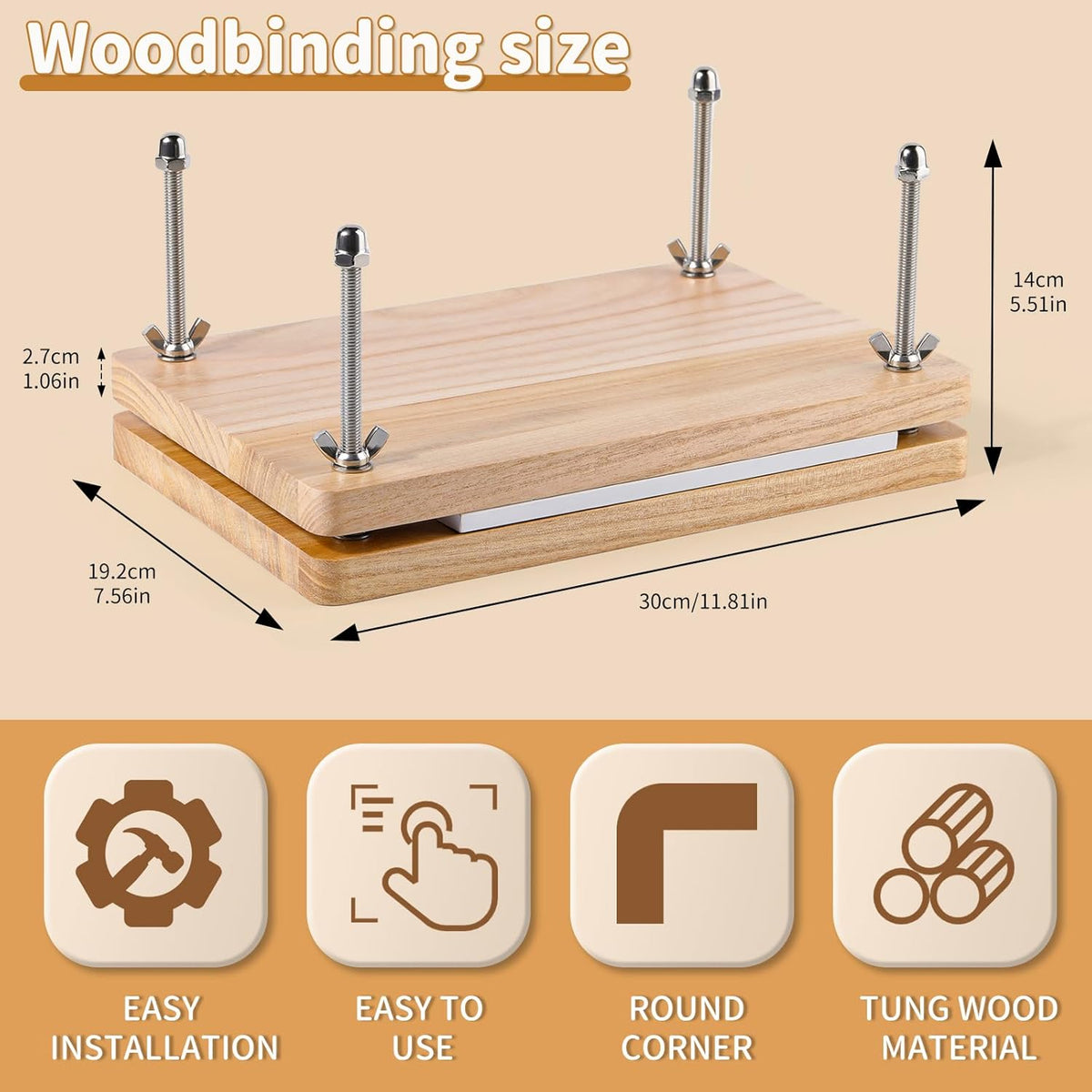 JUPEAN Book Binding Kits, Bookbinding Supplies, Bookbinding Kit for Beginners Bone Folder Tool with Paper Awl Waxed Thread Book Press for DIY 7.9”x11.6”