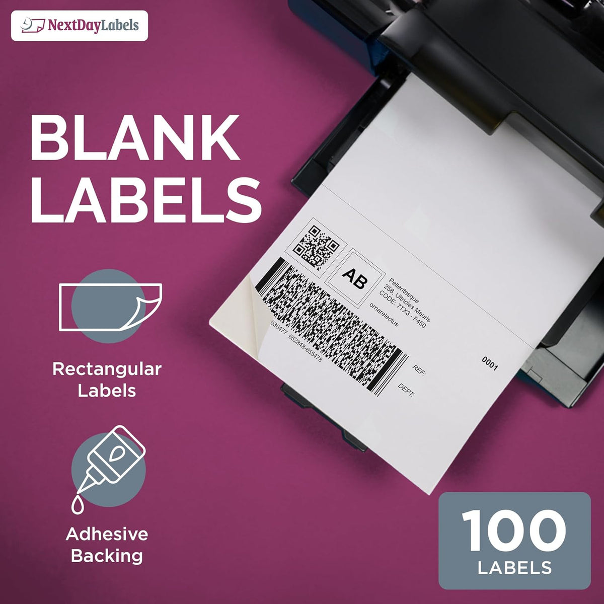 NextDayLabels – 8-1/2" x 5-1/2" Rectangular Sticker Labels for Printer - White Laser/Inkjet Printer Labels Return Address Labels Shipping Label Stickers (250 Sheets, 2 Per Sheet, 500 Labels)