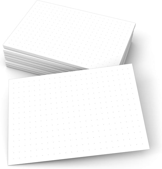 321Done Dot Grid Index Cards, Dot Pattern - Made in USA - Large 4x6 (Set of 50) Dot Bullet 0.25 Double-Sided Planner Journal, Planning Graph Ruled Thick Heavy Duty Cardstock, 1/4 inch, White