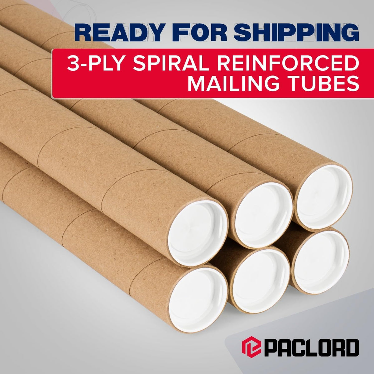 2" x 48" Heavy-Duty Reinforced Cardboard Mailing Tube, Pack of 6 Tubes with 12 Caps – Secure USPS Approved – Great for Shipping and Storing of Prints, Artwork, Posters or Documents