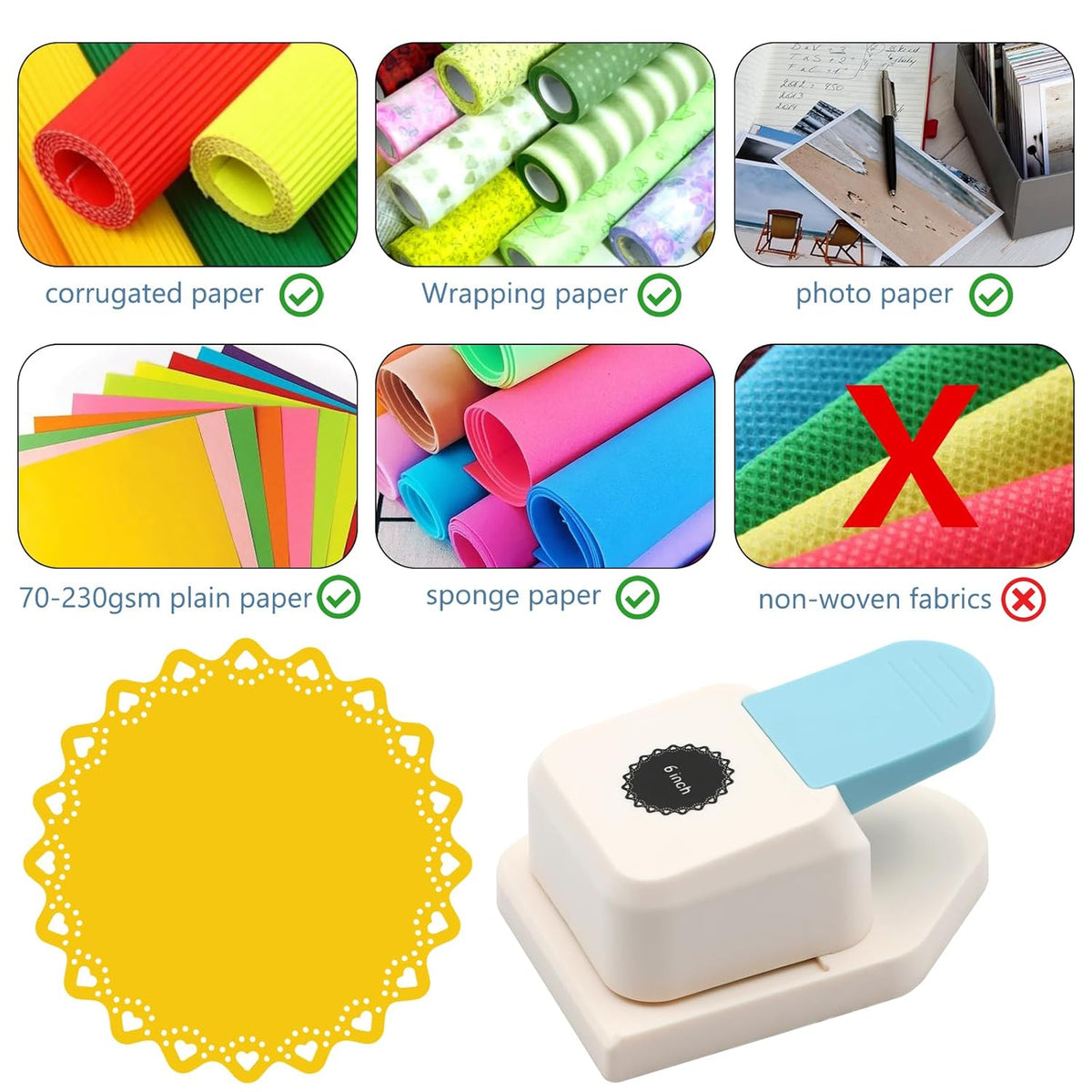 Paper Corner Punch Circular Hollow Heart Pattern, Large Craft Corner Punch Paper Cutter Portable Corner Hole Punch for Srapbooking, DIY Crafts, DIY Crafts, Card Making