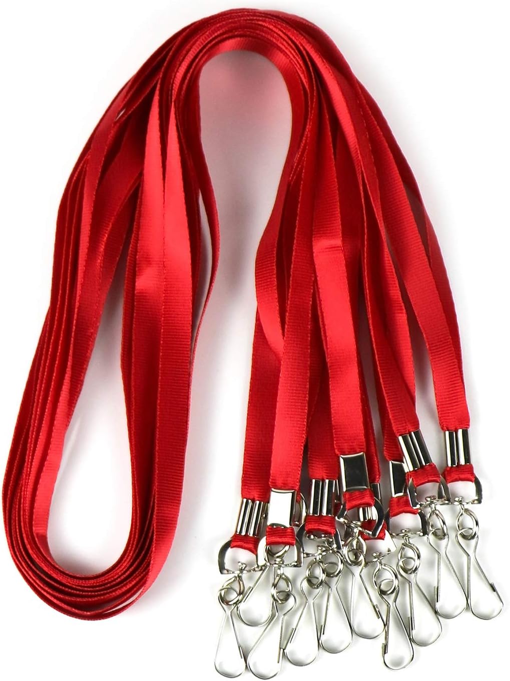 Bulk Lanyards Premium Cruise Lanyard Nylon Badge Lanyards for Id Holder Perfect for Office, Kids, Teachers (Red, 50 Pack)
