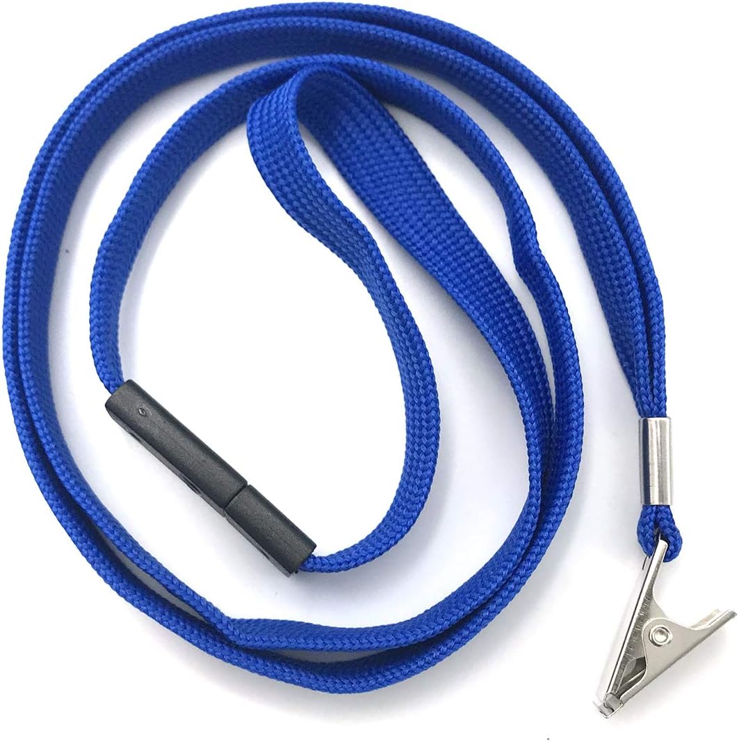Bird Fiy Lanyards Breakaway Bulk Blue Lanyards Neck Flat Safety Badge Lanyard Bulldog Clip (Blue, 50 PCS)