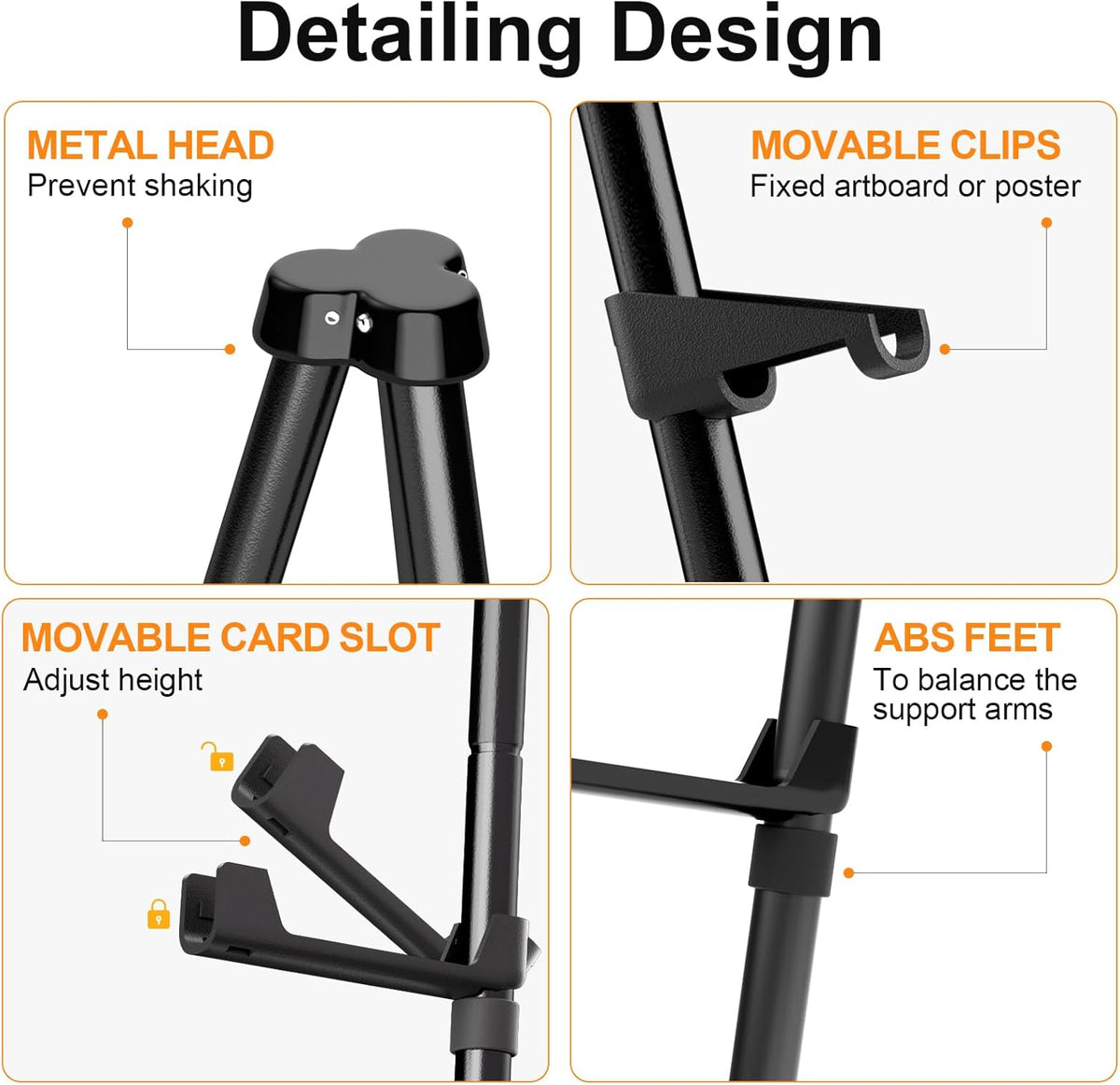 Nicpro Folding Easels for Display, 3 Pack 63 Inch Metal Floor Easel Stand Tripod Black Portable for Artist Poster Wedding with Carry Bag