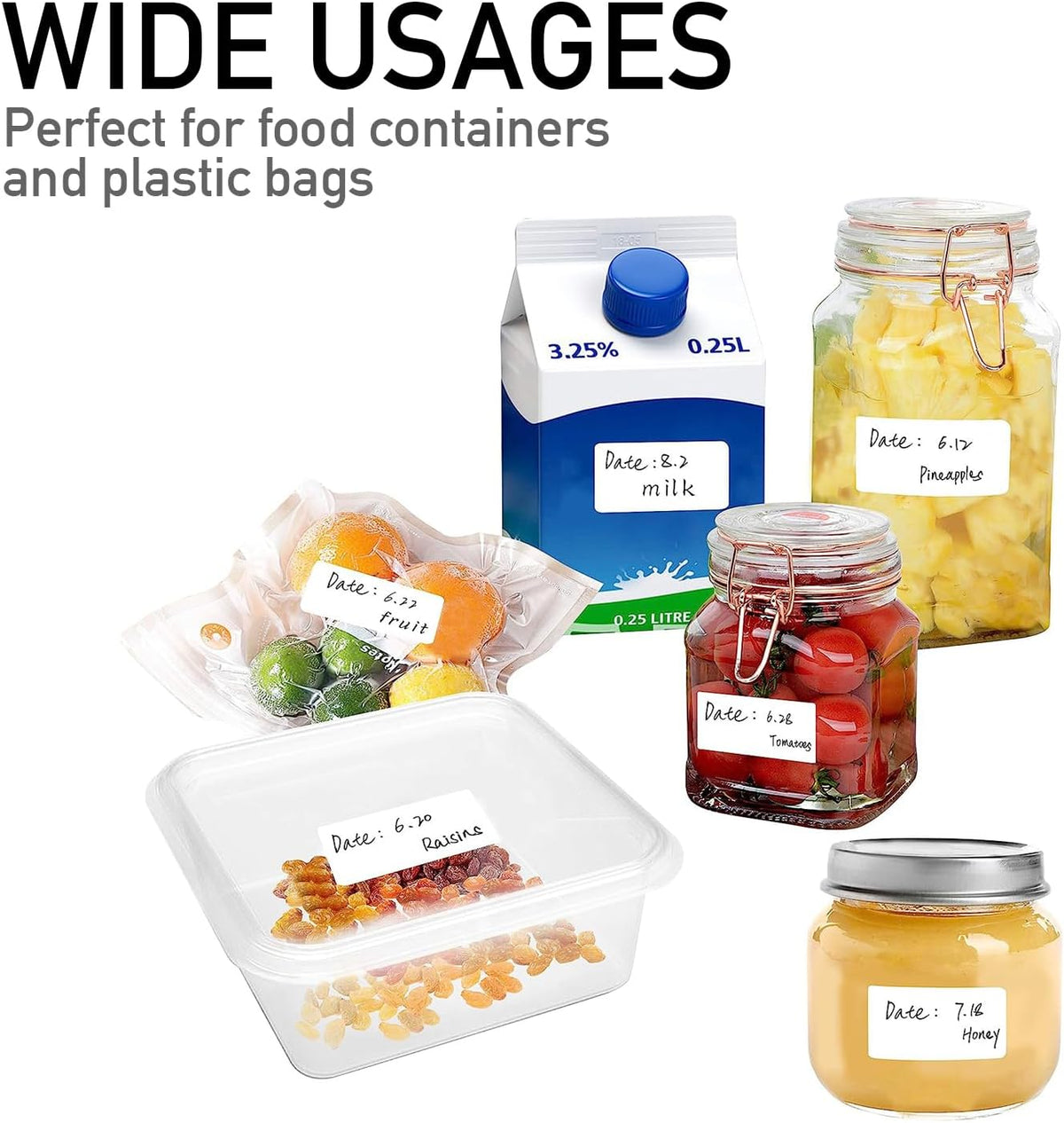 1000 Pcs Blank Removable Freezer Labels Water Oil Resistant for Food Containers Jars Pantry Organization (Each Measures 1” x 2”)