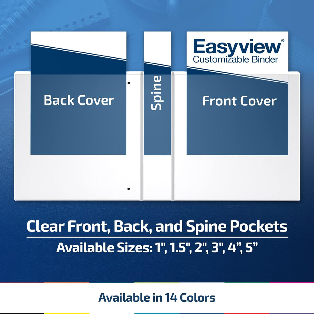 Easyview Premium 2-Inch Binders with Clear-View Covers, 3-Ring Binders for School, Office, or Home, Colored Binder Notebooks, Pack of 12, Round Ring, White